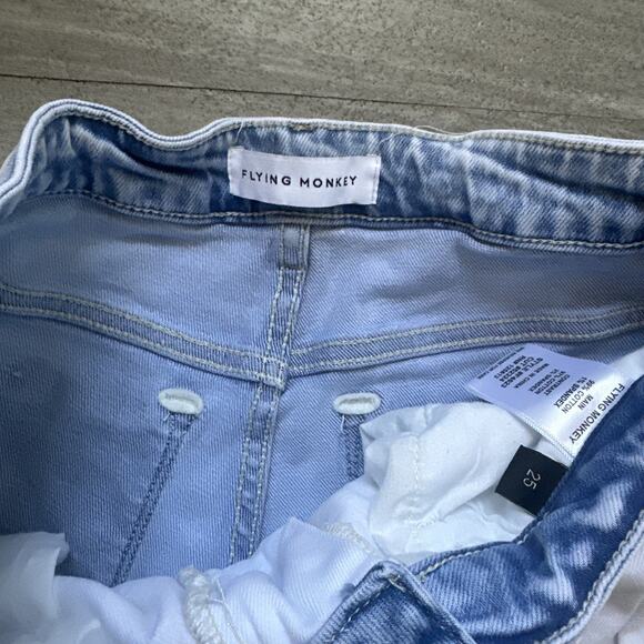 Flying Monkey Outrageous High Rise Boyfriend Jeans, Color Block Panel Sz 25 - Picture 4 of 5